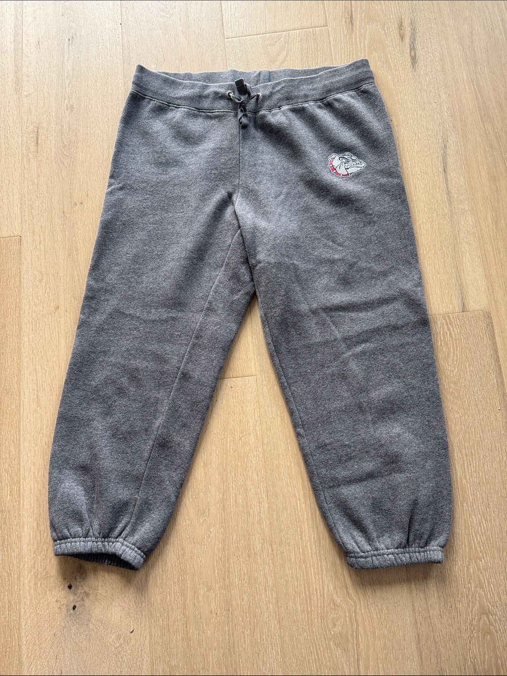 Women’s Grey Fleece Joggers with Bulldog Patch size Medium Gonzaga